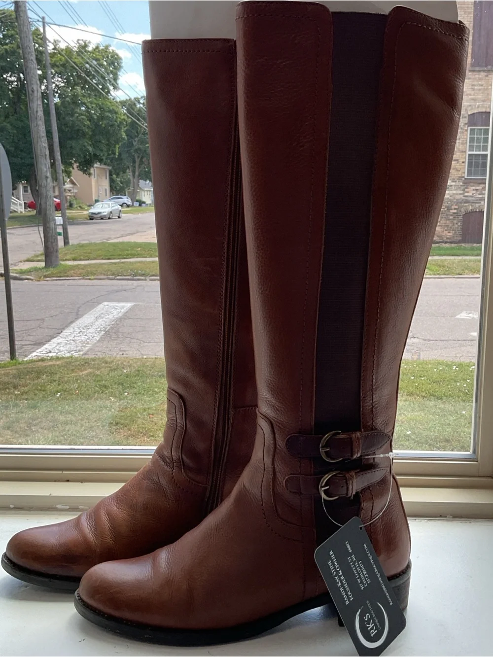 Over-the-Knee Leather Boots in Cognac Brown